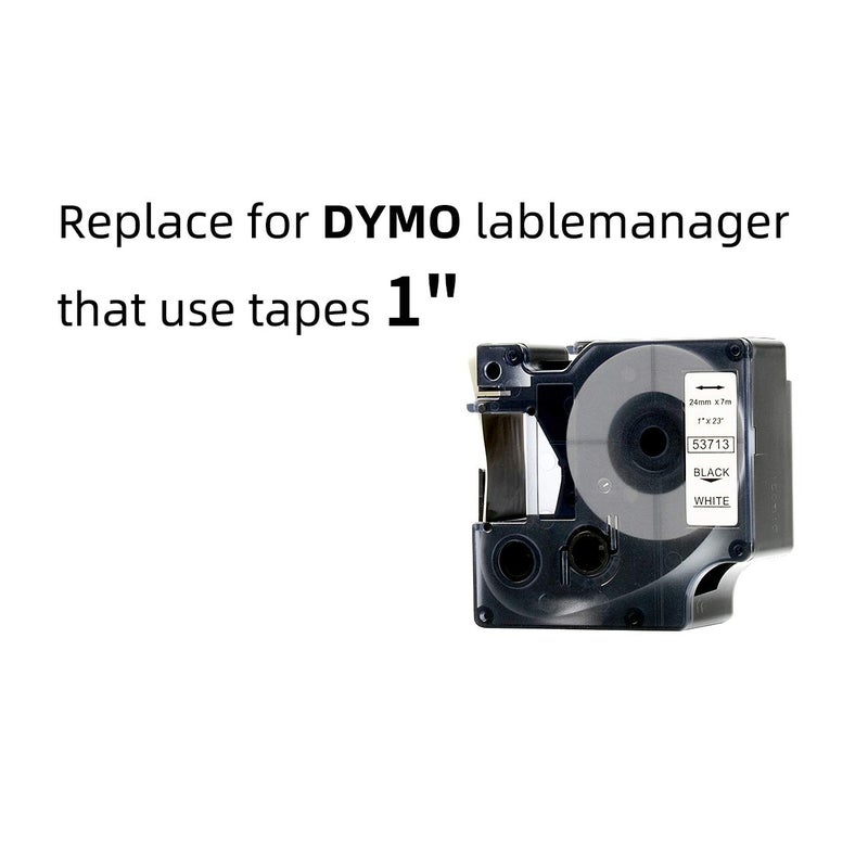 GREENARK Compatible for DYMO Standard D1 53713 Labeling Tapes  Black on White Label Tape  1 Inch(24mm) x 23 Feet  for DYMO LabelManager and LabelWriter Duo Label Makers  5 Cartridges 53713 Label Tapes - Image 2